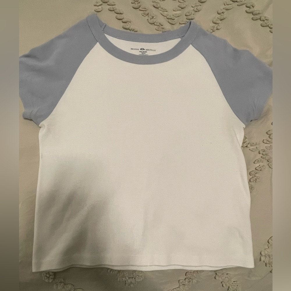 Brandy melville blue sleeved baby tee